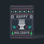Invitación Sueños de Nochebuena Feliz Festividades<br><div class="desc">Un giro inteligente al suéter de los Navidades feos: colores tradicionales rojo,  verde,  blanco,  menorah y sueñas azul-verde. Comuníquese con el diseñador para obtener solicitudes especiales. © Copyright 2021 P.D.,  Patrones De Vacaciones Y Cuadros. Todos Los Derechos Reservados.</div>