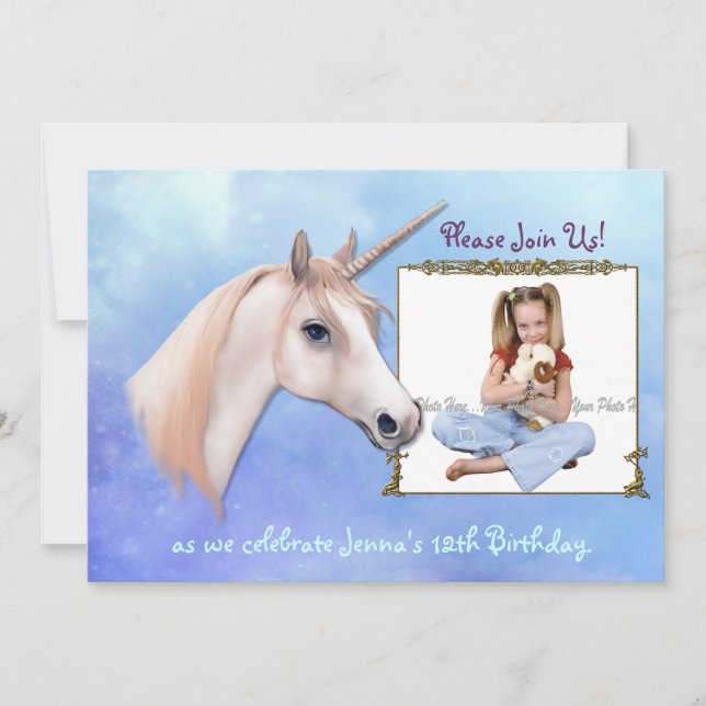 Invitación Sueños de Unicorn 12º cumpleaños - Personalizar (Anverso)