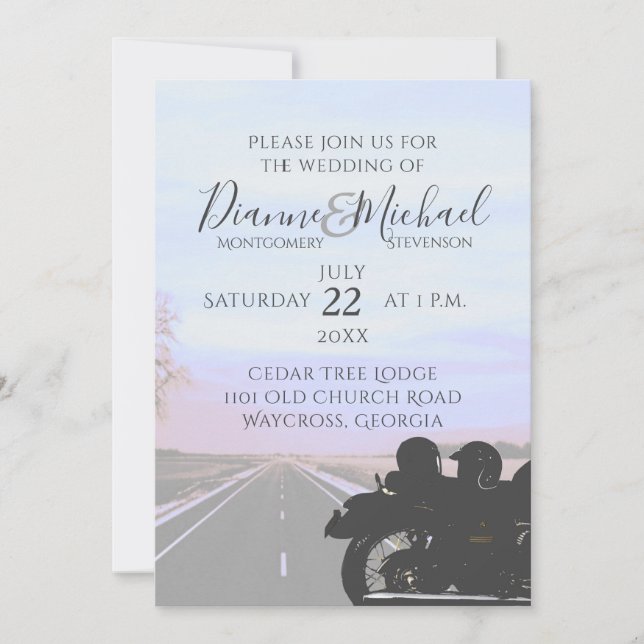 Invitación Sueños del Boda de motocicleta de Open Road (Anverso)