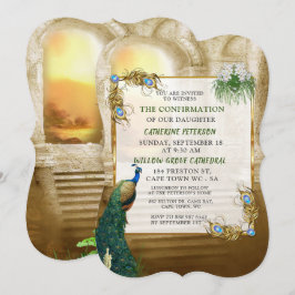 Invitación Sueños del templo real del pavo real de oro