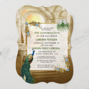 Invitación Sueños del templo real del pavo real de oro