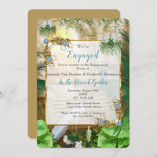 Invitación Sueños del templo real del pavo real de oro (Anverso / Reverso)
