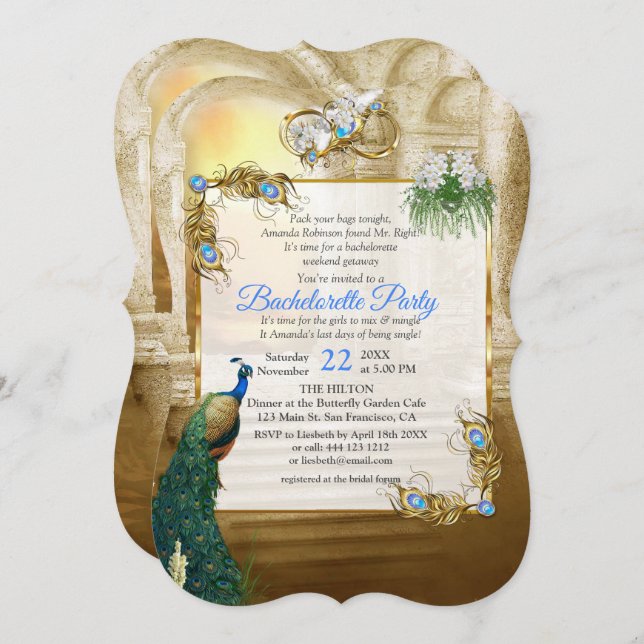 Invitación Sueños del templo real del pavo real de oro (Anverso / Reverso)