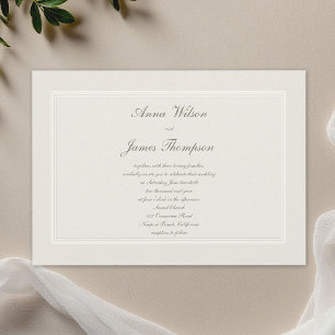 Invitación Sueños Ecru Simple Elegante Boda Tradicional