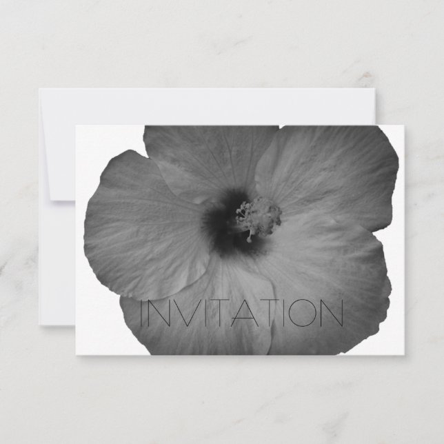 Invitación Sueños hawaianos en blanco y negro (Anverso)