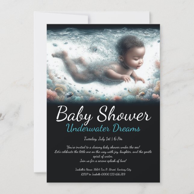 Invitación Sueños subacuáticos - Baby Shower (Anverso)