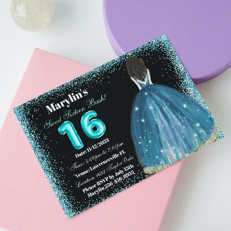 Invitación Sueños turquesa dulces 16 Princesa Extravaganza