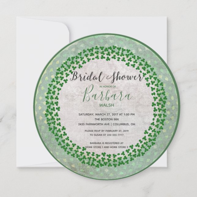 Invitación Suerte de la ducha de novias irlandesa (Anverso)