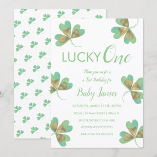 Invitación Suerte de San Patricio en el 1er Cumpleaños con tr