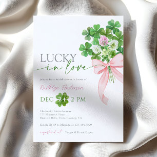 Invitación Suerte En El Amor Trébol De Cuatro Hojas Arco Lluv