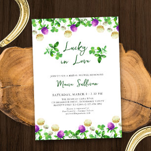 Invitación Suerte en el amor tréboles y tréboles de ducha de 