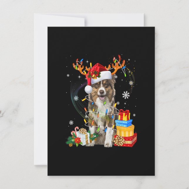 Invitación Suéter con luces de perro pastor australiano sombr (Anverso)