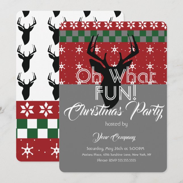 Invitación Suéter de Navidad Fiesta de Oficina Ciervo Suéter  (Anverso / Reverso)