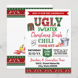 Invitación Suéter fea y chile Cocinando Navidades