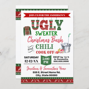 Invitación Suéter fea y chile Cocinando Navidades