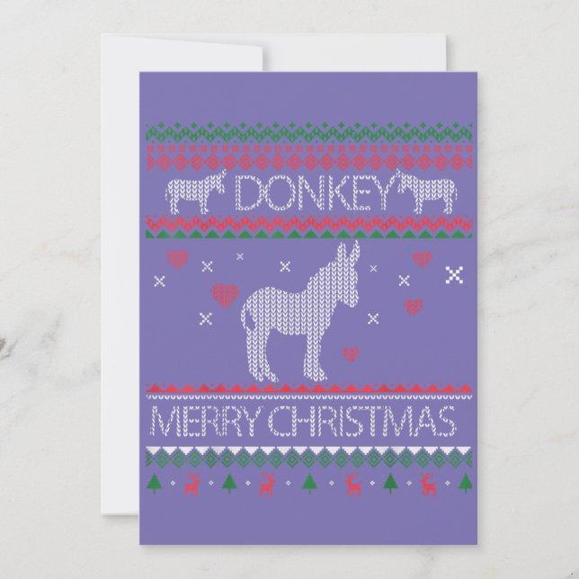 Invitación Suéter Feo Burro Lindo Navidad Festejo Invierno (Anverso)