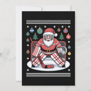 Invitación Suéter Feo de Navidad del Portero de Hockey de San