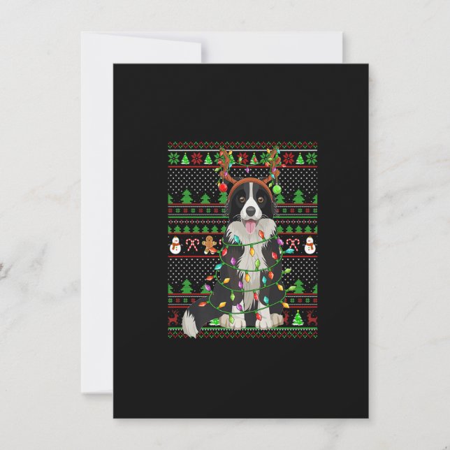 Invitación Suéter feo de Navidad estilo luces Border Collie p (Anverso)