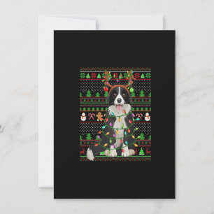 Invitación Suéter feo de Navidad estilo luces Border Collie p