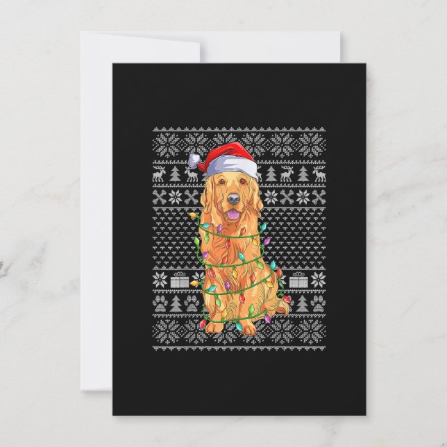 Invitación Suéter feo de Navidad estilo Santa perro Retriever (Anverso)