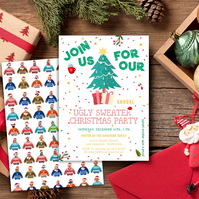 Invitación Suéter Feo de Navidad Fiesta de Perro Lindo de Vac (Subido por el creador)