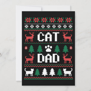 Invitación Suéter feo de Navidad para papá gato Pata Reno Nav