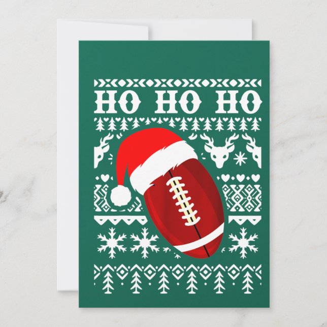 Invitación Suéter feo divertido de Navidad de fútbol american (Anverso)