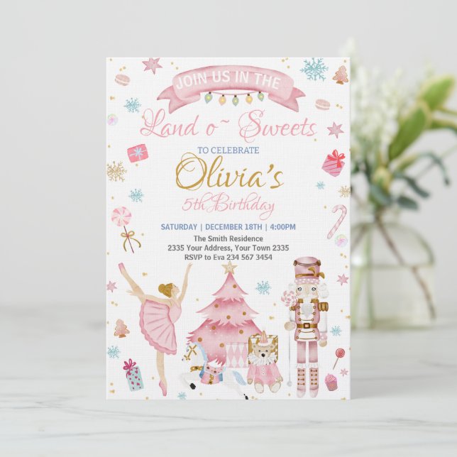 Invitación Sugar Plum Fairy Land Of Sweet Nutcracker Birthday (Anverso de pie)