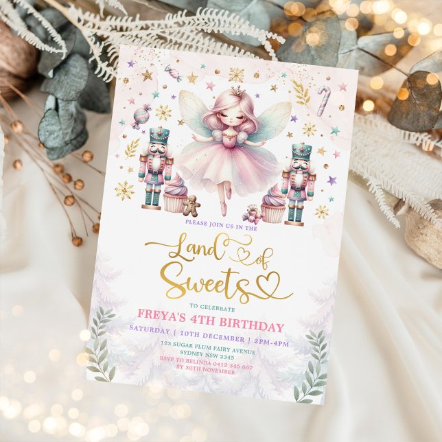 Invitación Sugar Plum Fairy Nutcracker Chica Cumpleaños (Subido por el creador)