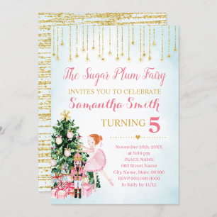 Invitación Sugar Plum Fairy Nutcracker purpurina