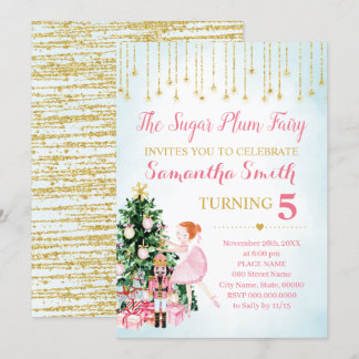 Invitación Sugar Plum Fairy Nutcracker purpurina