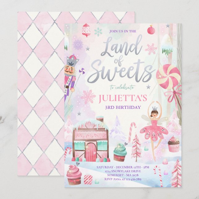 Invitación Sugar Pluma Leche Tierra De Hadas De Dulce Nacido (Anverso / Reverso)