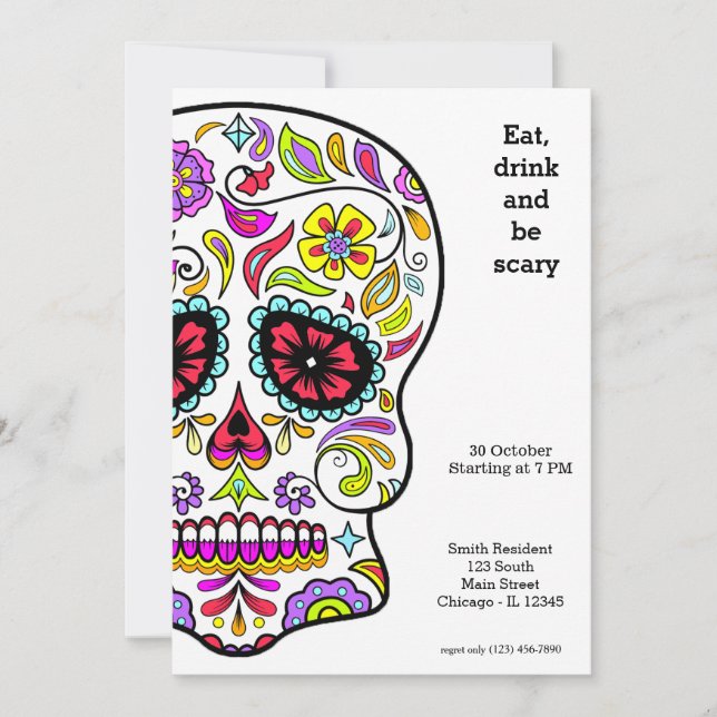 Invitación Sugar Skull fiesta (Anverso)