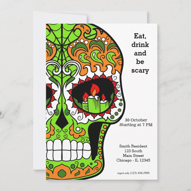 Invitación Sugar Skull fiesta (Anverso)