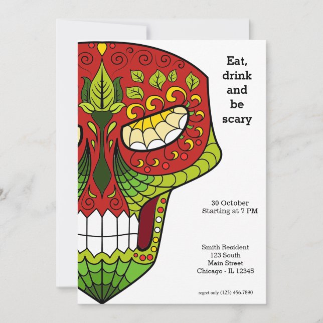 Invitación Sugar Skull fiesta (Anverso)
