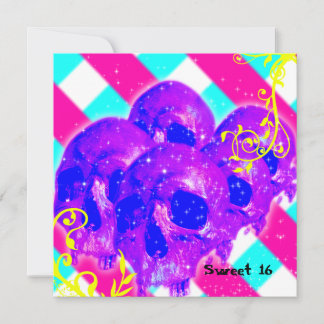 Invitación Sugar Skulls Harajuku Gótico Cumpleaños