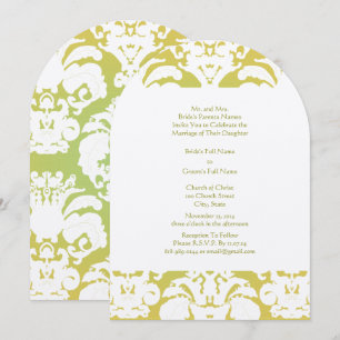 Invitación Sugerencias de la Boda de Damasco Verde con manteq