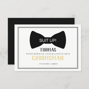 Invitación Suit Up Groomsman Card - Black Tie