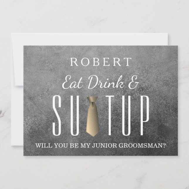 Invitación Suit up ¿Serás mi padrino? (Anverso)