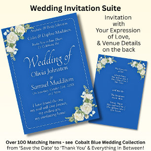 Invitación Suite Boda de rosas azules y blancas co