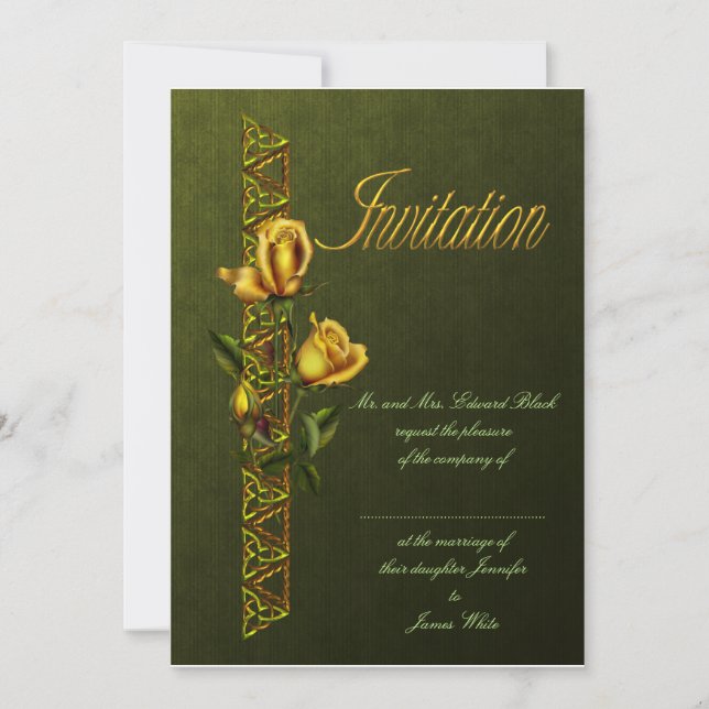 Invitación Suite Boda Rosas dorados (Anverso)