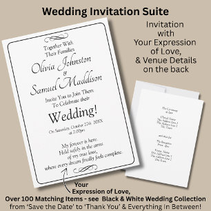 Invitación Suite de boda Black & White con desplazamiento inf