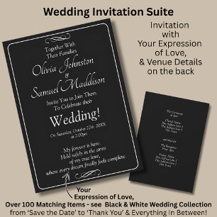 Invitación Suite de boda Black & White con desplazamiento inf
