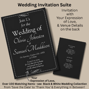 Invitación Suite de boda Black & White con desplazamiento inf