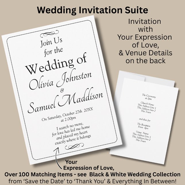 Invitación Suite de boda Black & White con scroll infinito, (Subido por el creador)
