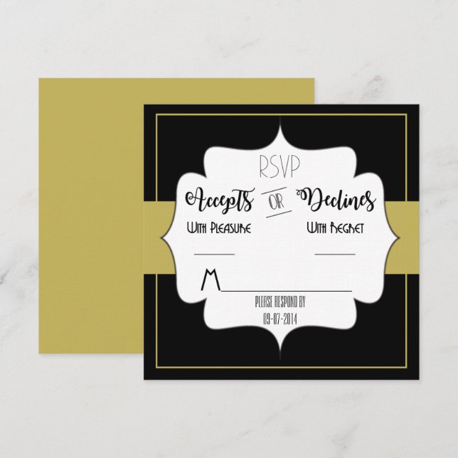 Invitación Suite de boda de oro Gatsby fiesta de recepción RS (Anverso / Reverso)