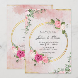 Invitación Suite de Boda de Rosa de Acuarela Rosa Rubor