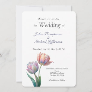 Invitación Suite de Boda de Tulipán Pastel con Tipografía Ele