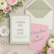 Suite de boda elegante a rayas verde salvia