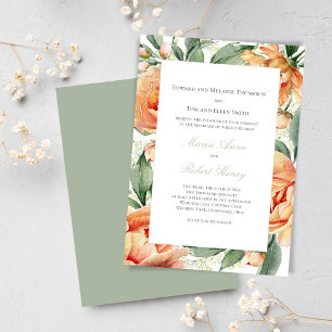 Invitación Suite de Boda Elegante con Acuarela Floral de Melo